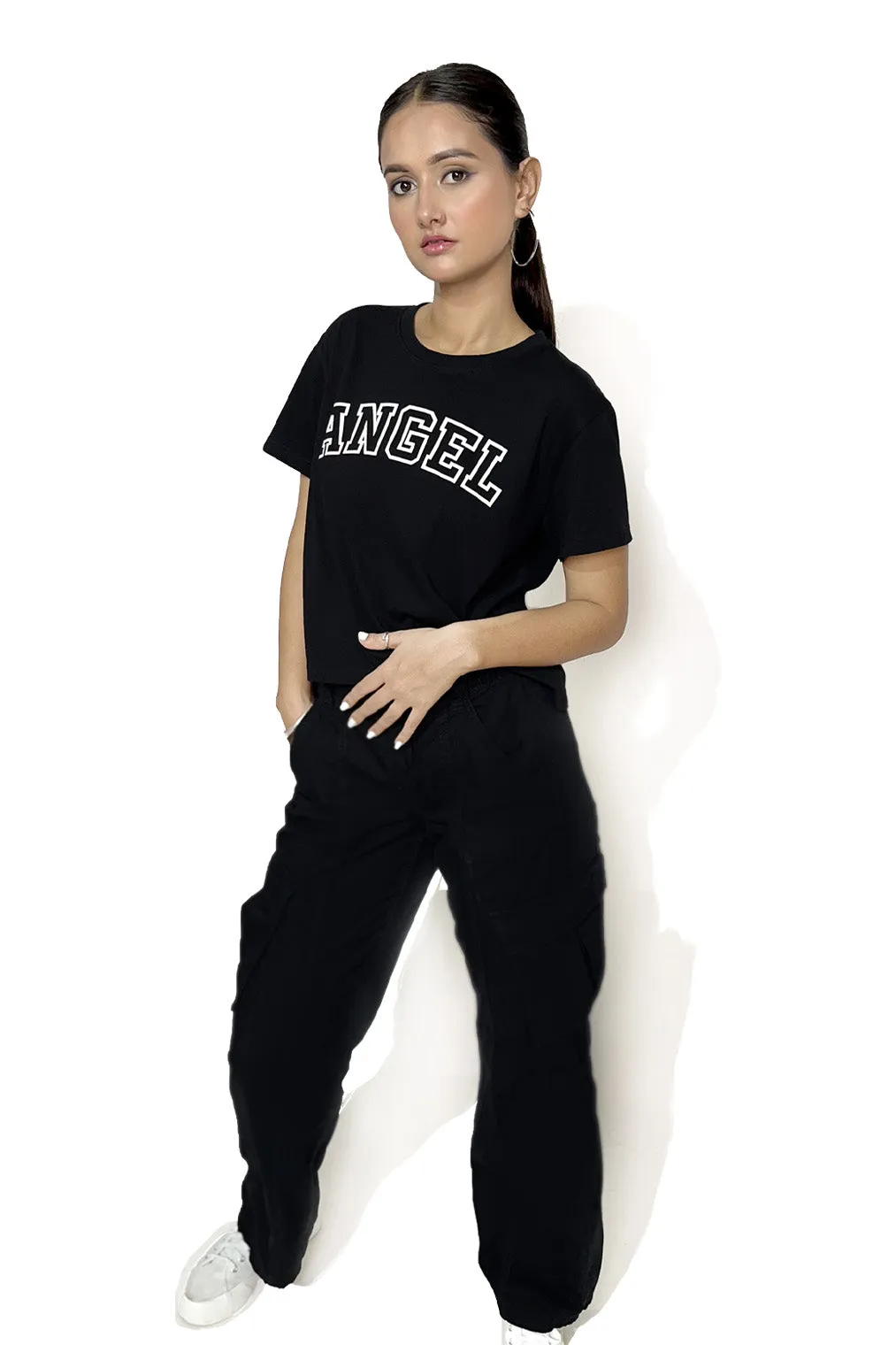 Angel Black Printed T-shirt