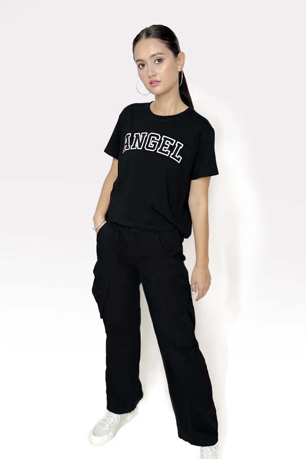 Angel Black Printed T-shirt
