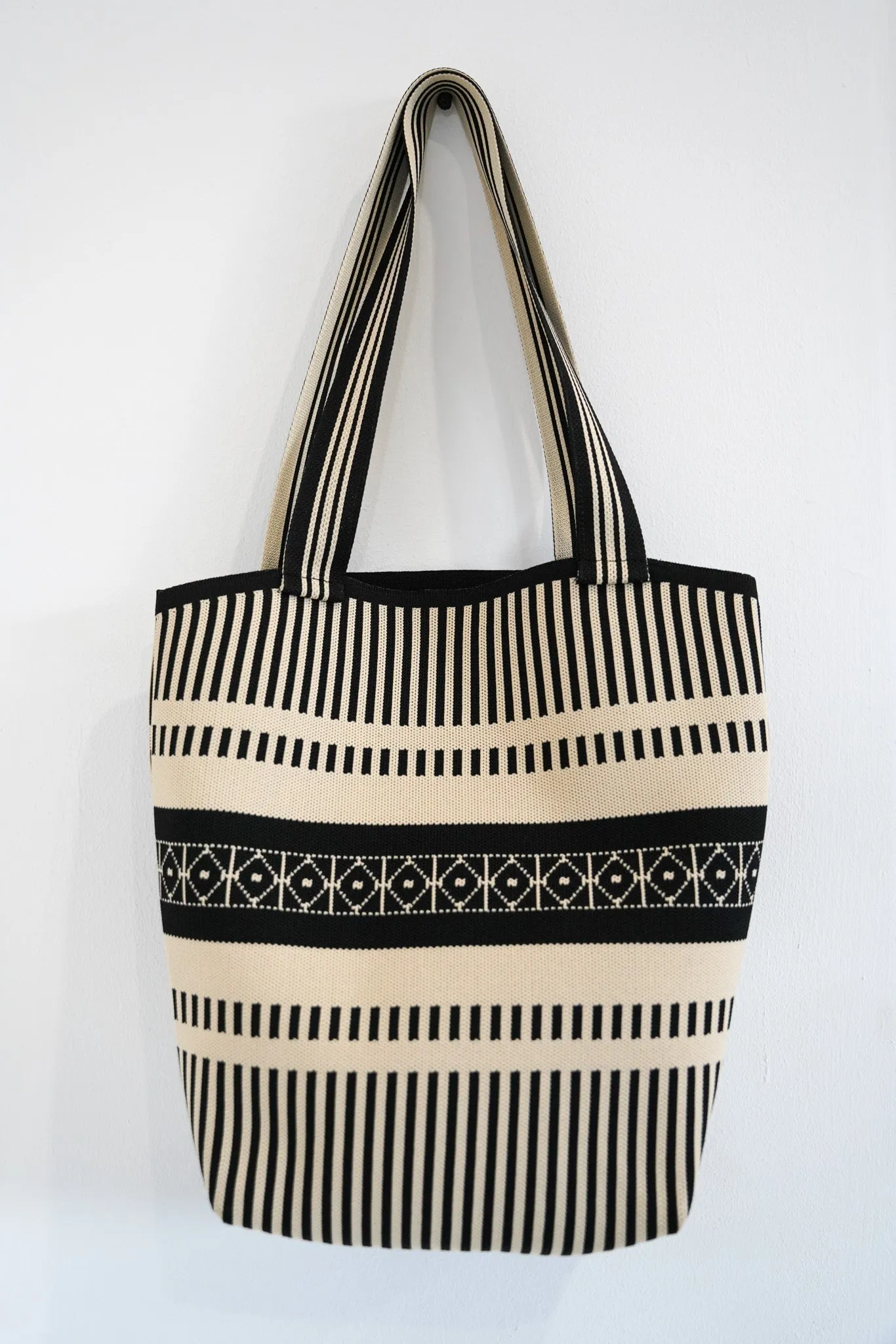 Black & Cream Patterned Tote