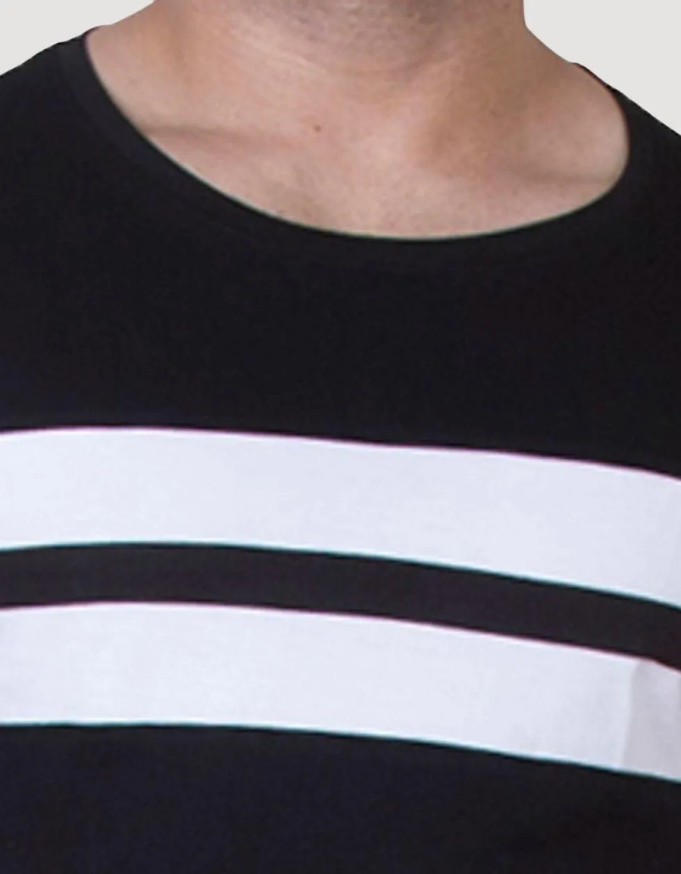Black striped crew neck Regular Tshirt