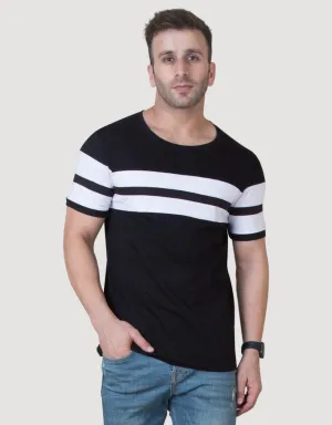 Black striped crew neck Regular Tshirt