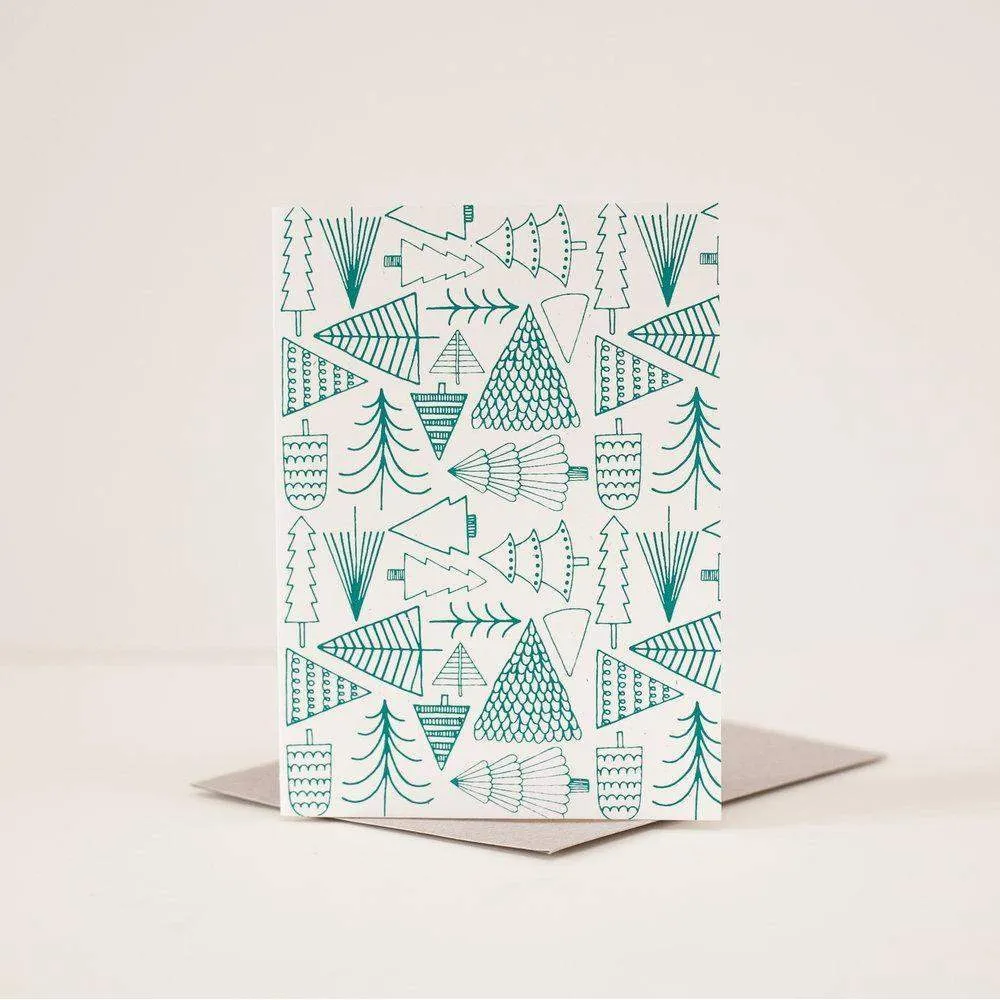 Christmas tree card, evergreen tree pattern, christmas tree holiday card