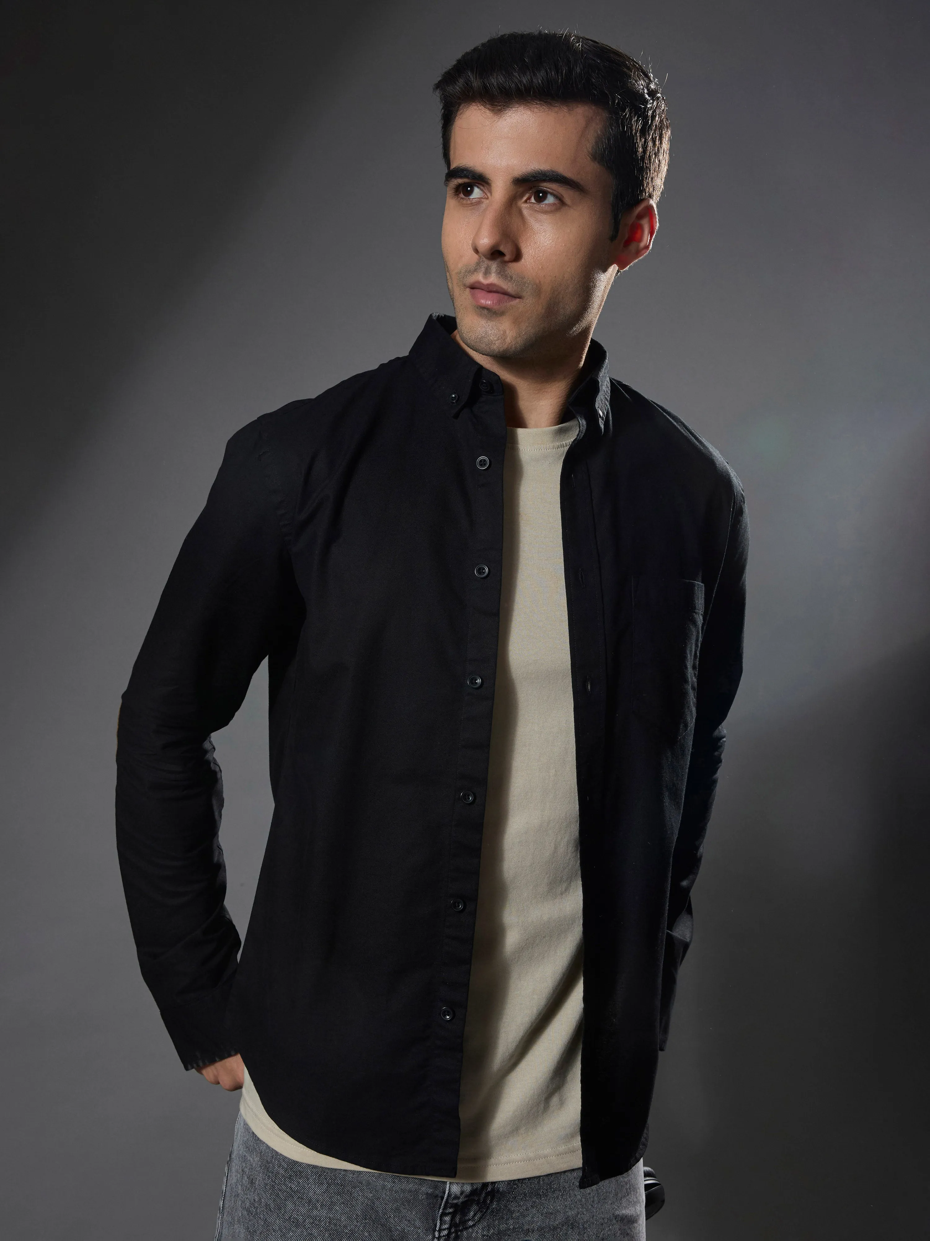 Classy - Turkish Fit Shirt with Elbow Patch - Black