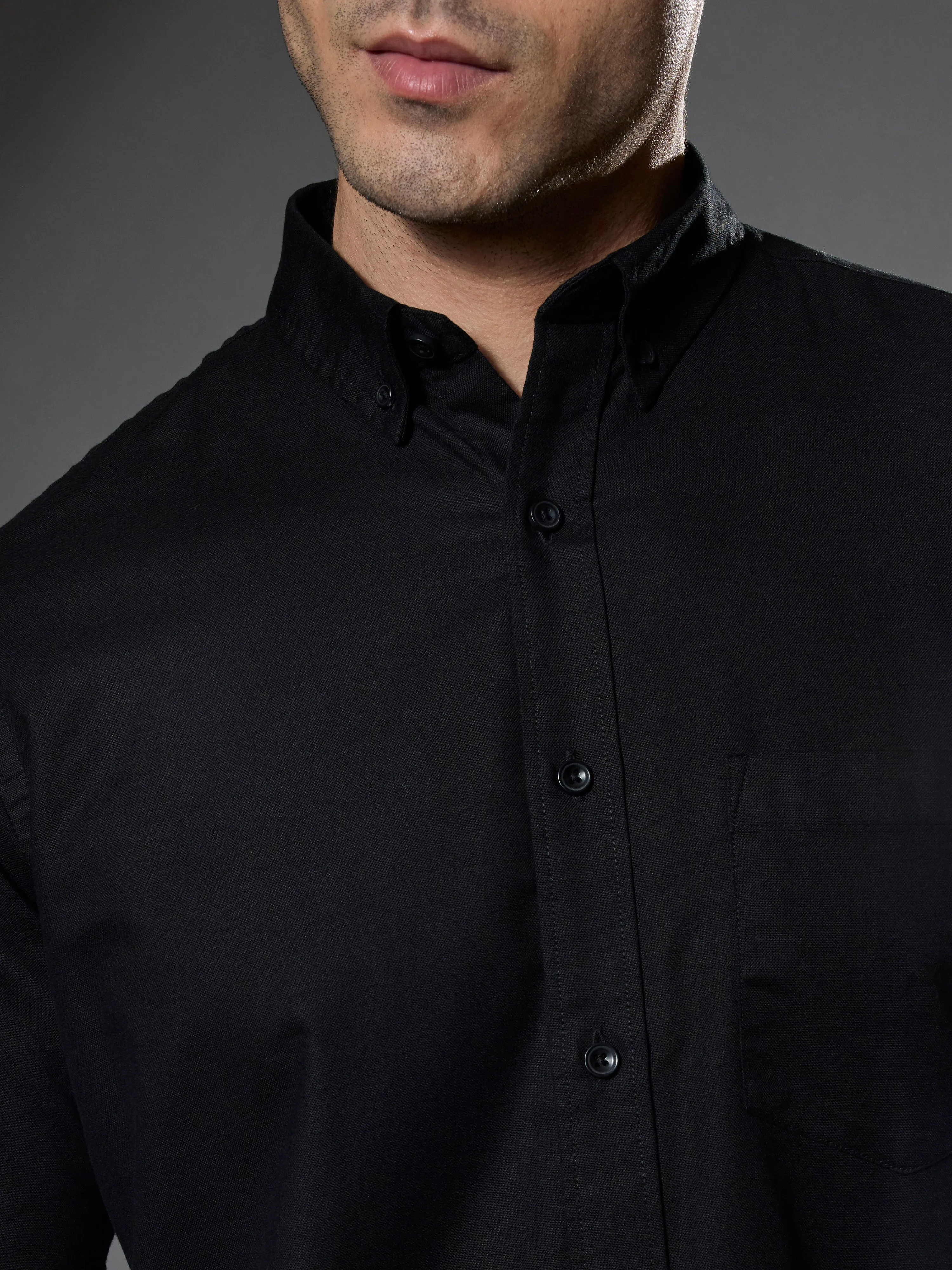 Classy - Turkish Fit Shirt with Elbow Patch - Black