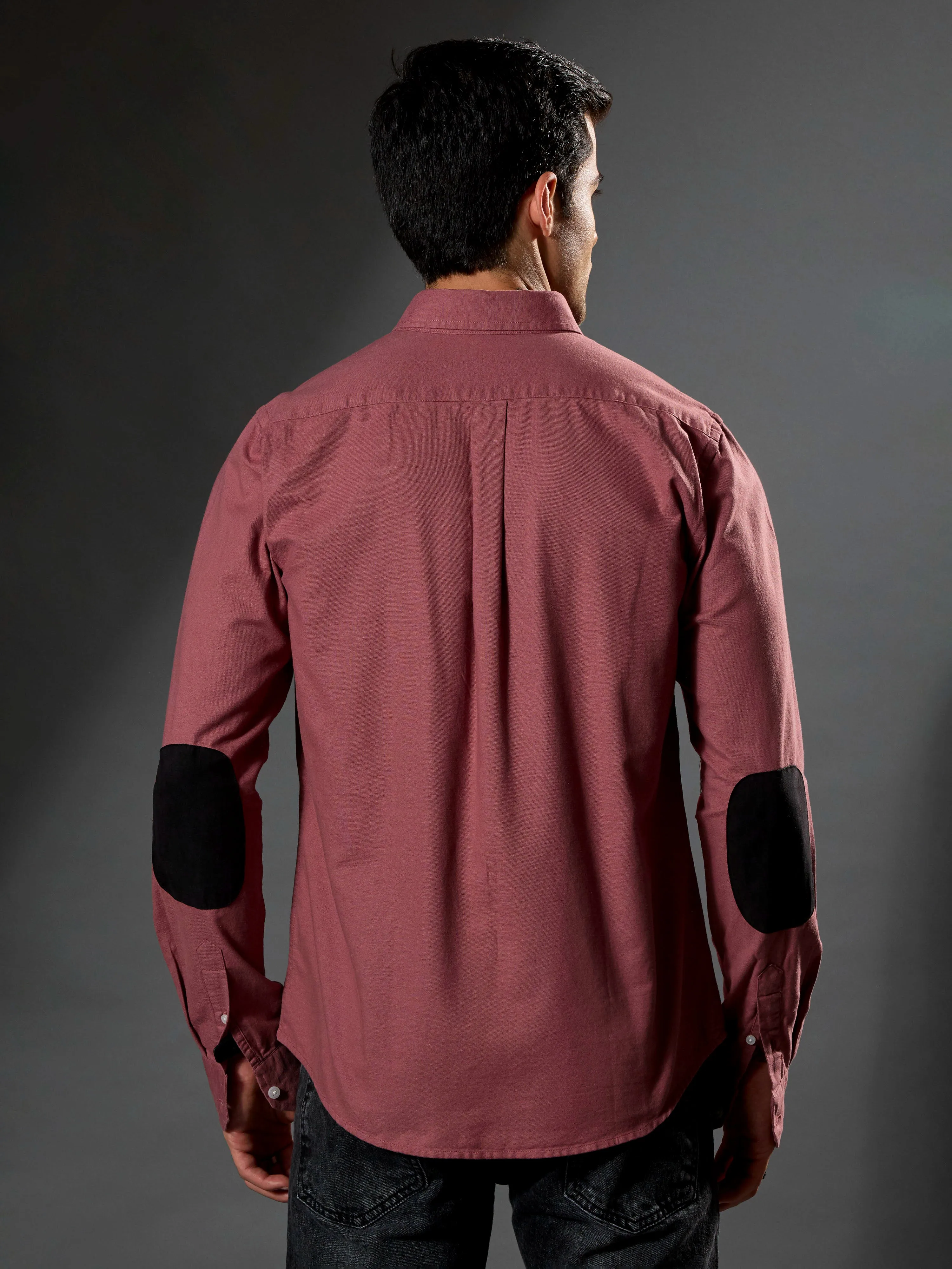Classy -  Turkish Fit Shirt With Elbow Patch - Brick Red