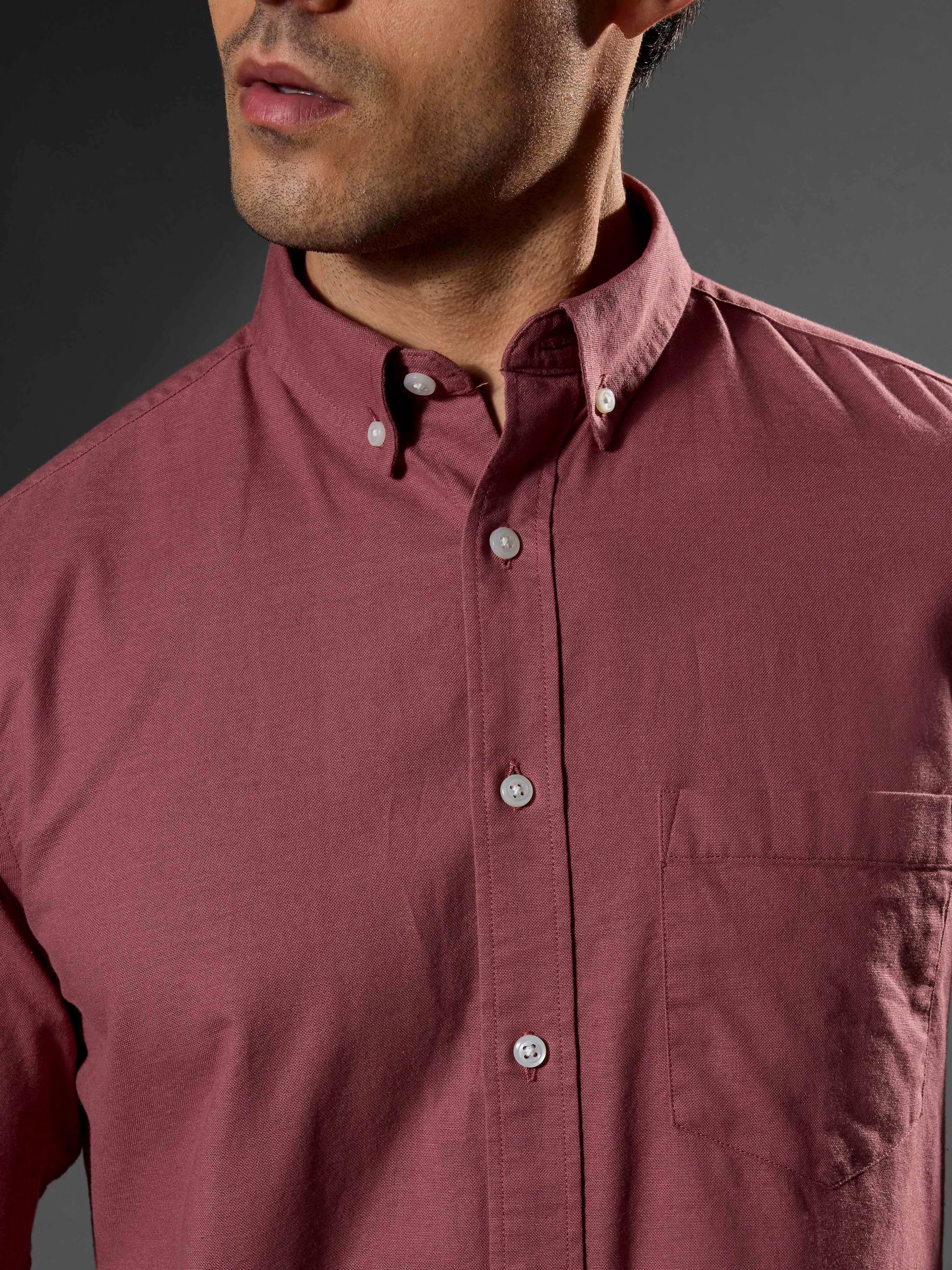 Classy -  Turkish Fit Shirt With Elbow Patch - Brick Red