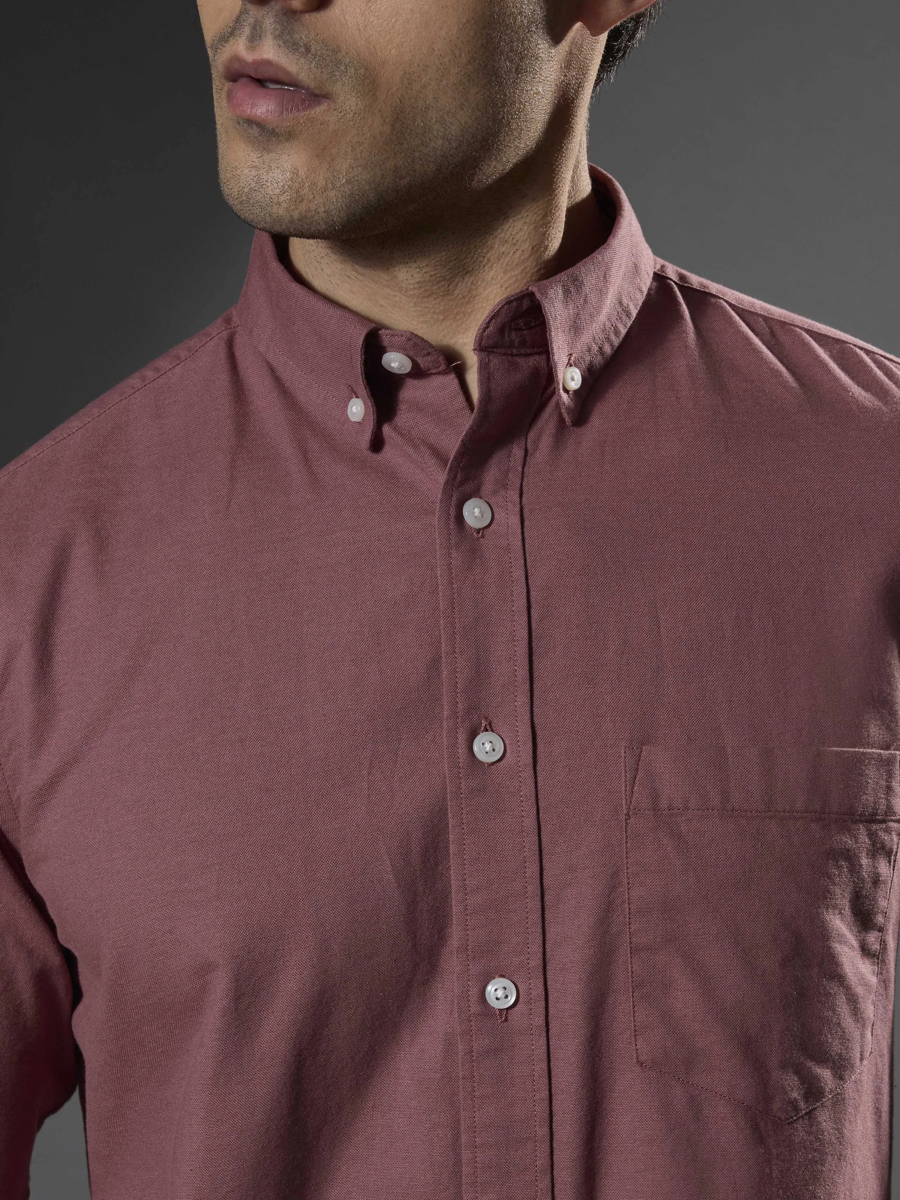 Classy -  Turkish Fit Shirt With Elbow Patch - Dusty Rose