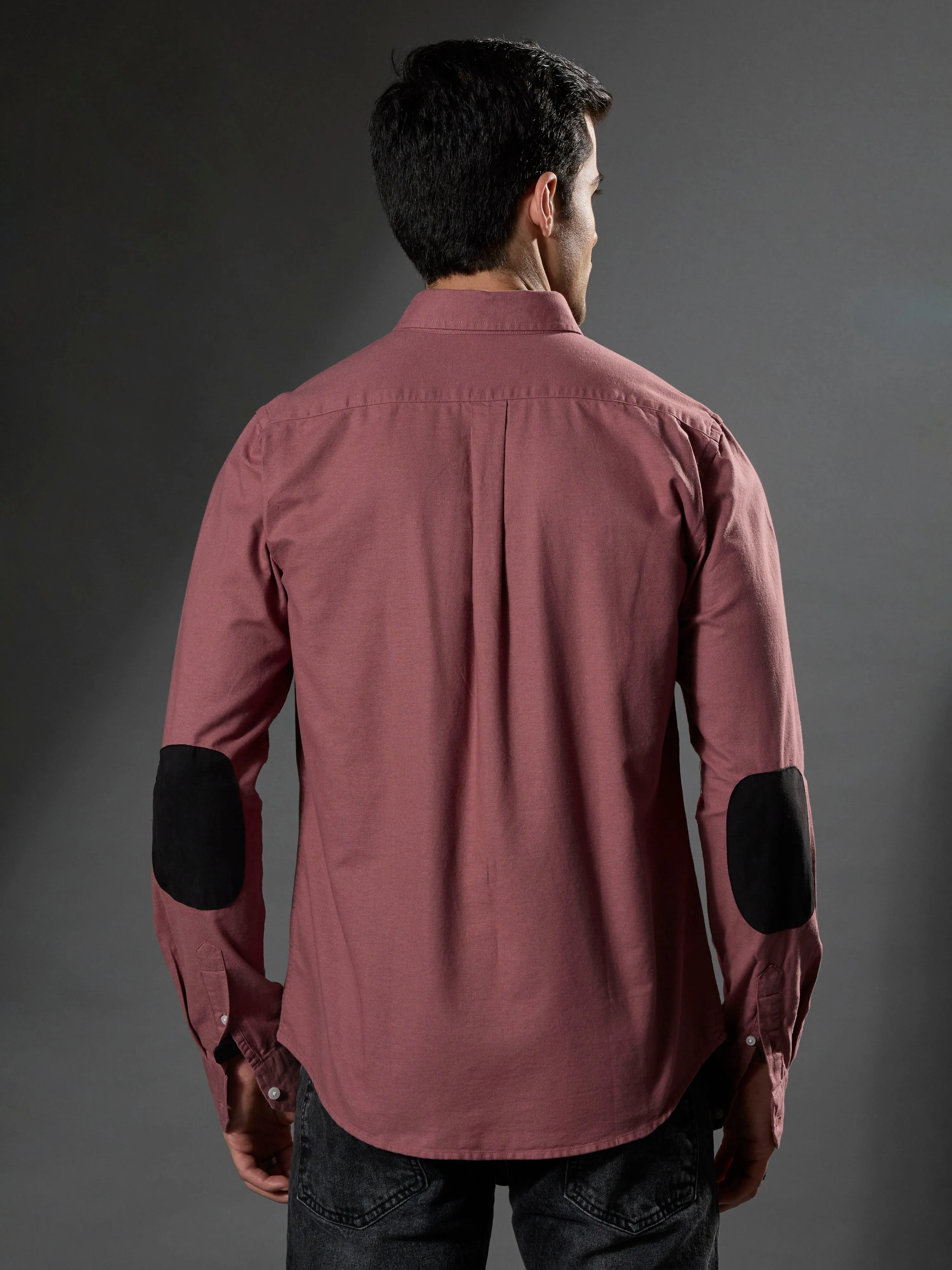Classy -  Turkish Fit Shirt With Elbow Patch - Dusty Rose