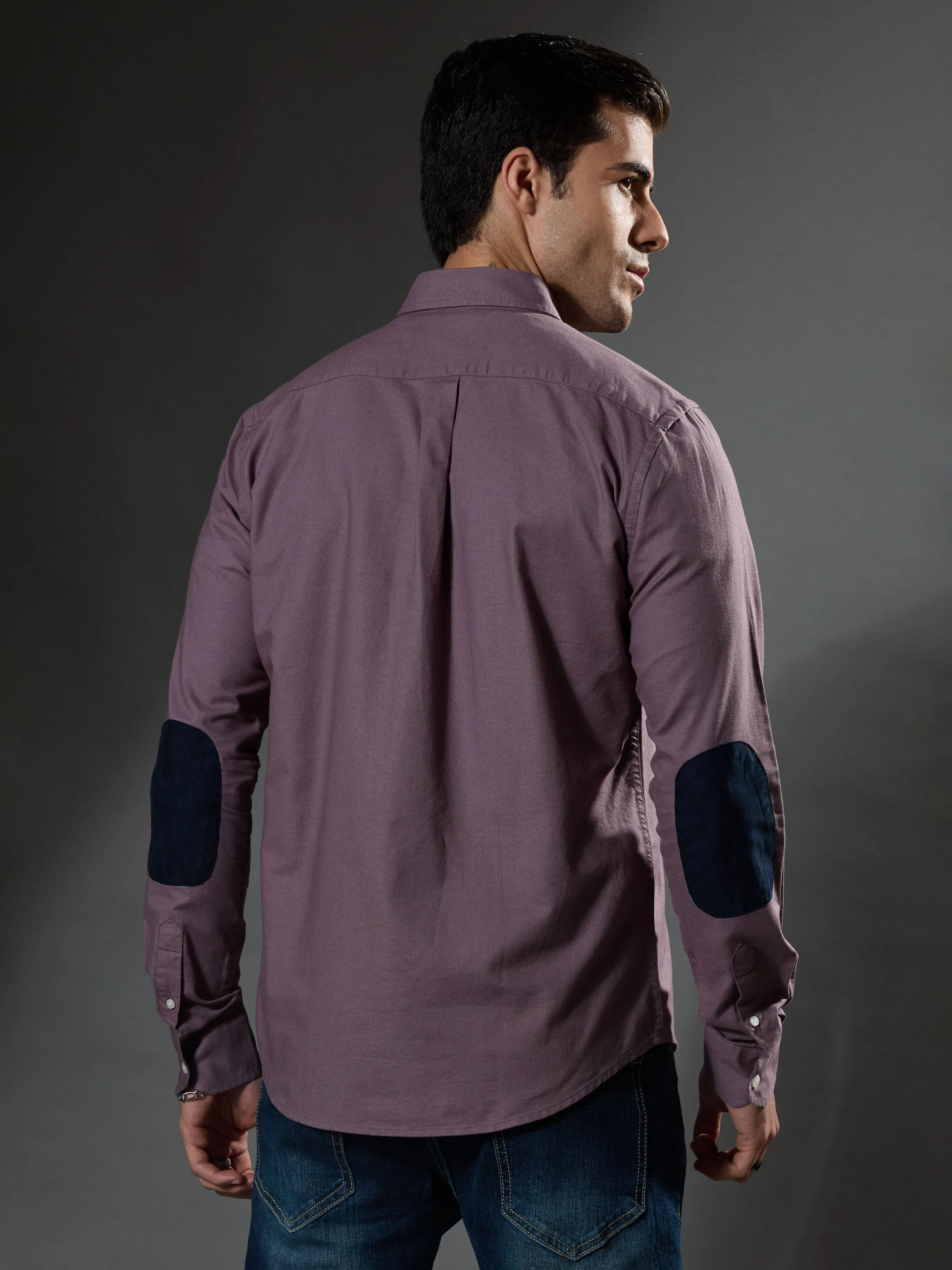 Classy - Turkish Fit Shirt With Elbow Patch - Pale Purple
