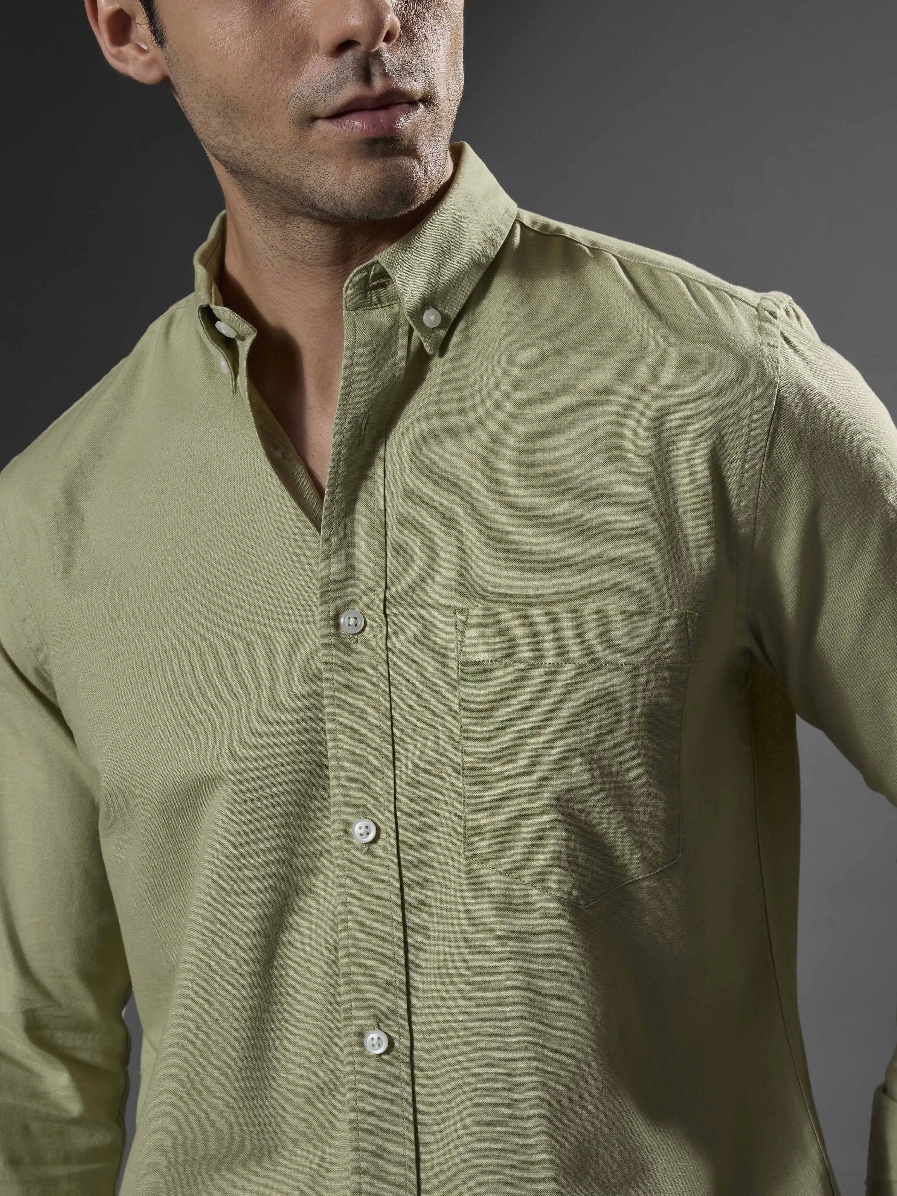 Classy - Turkish Fit Shirt With Elbow Patch - Pastel Green