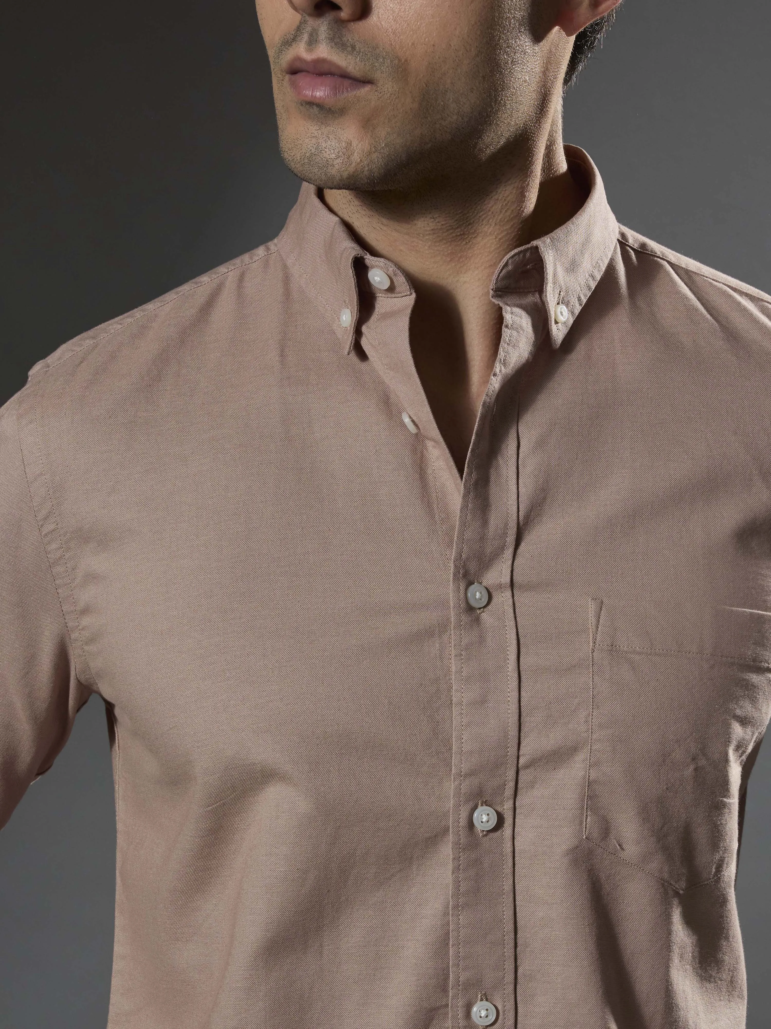 Classy -  Turkish Fit Shirt With Elbow Patch - Peach