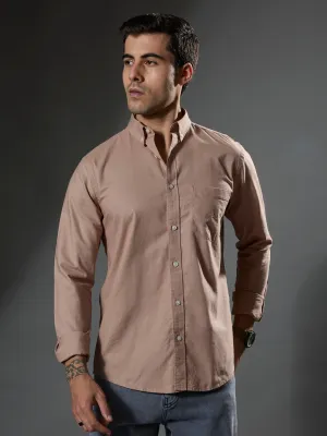Classy -  Turkish Fit Shirt With Elbow Patch - Peach