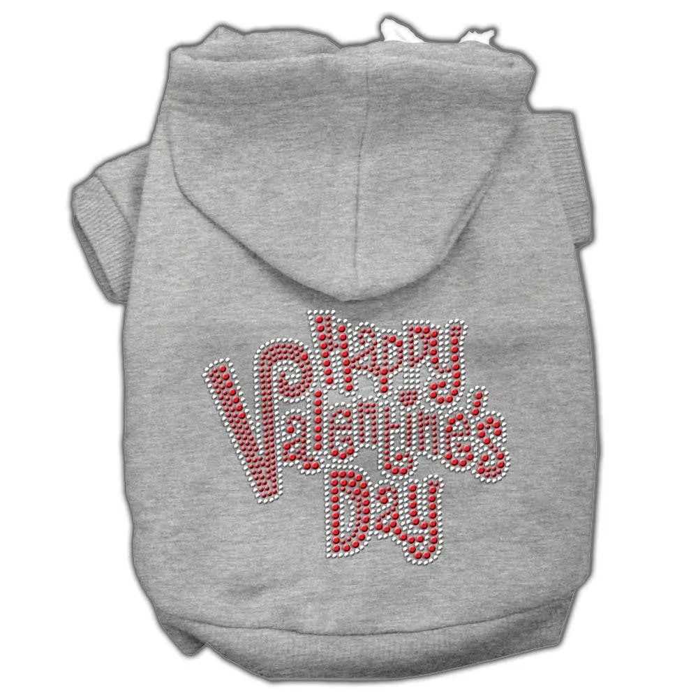 Happy Valentines Day Rhinestone Hoodies Grey Xs (8)
