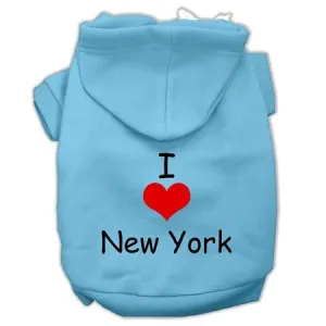 I Love New York Screen Print Pet Hoodies Baby Blue Size Med (12)