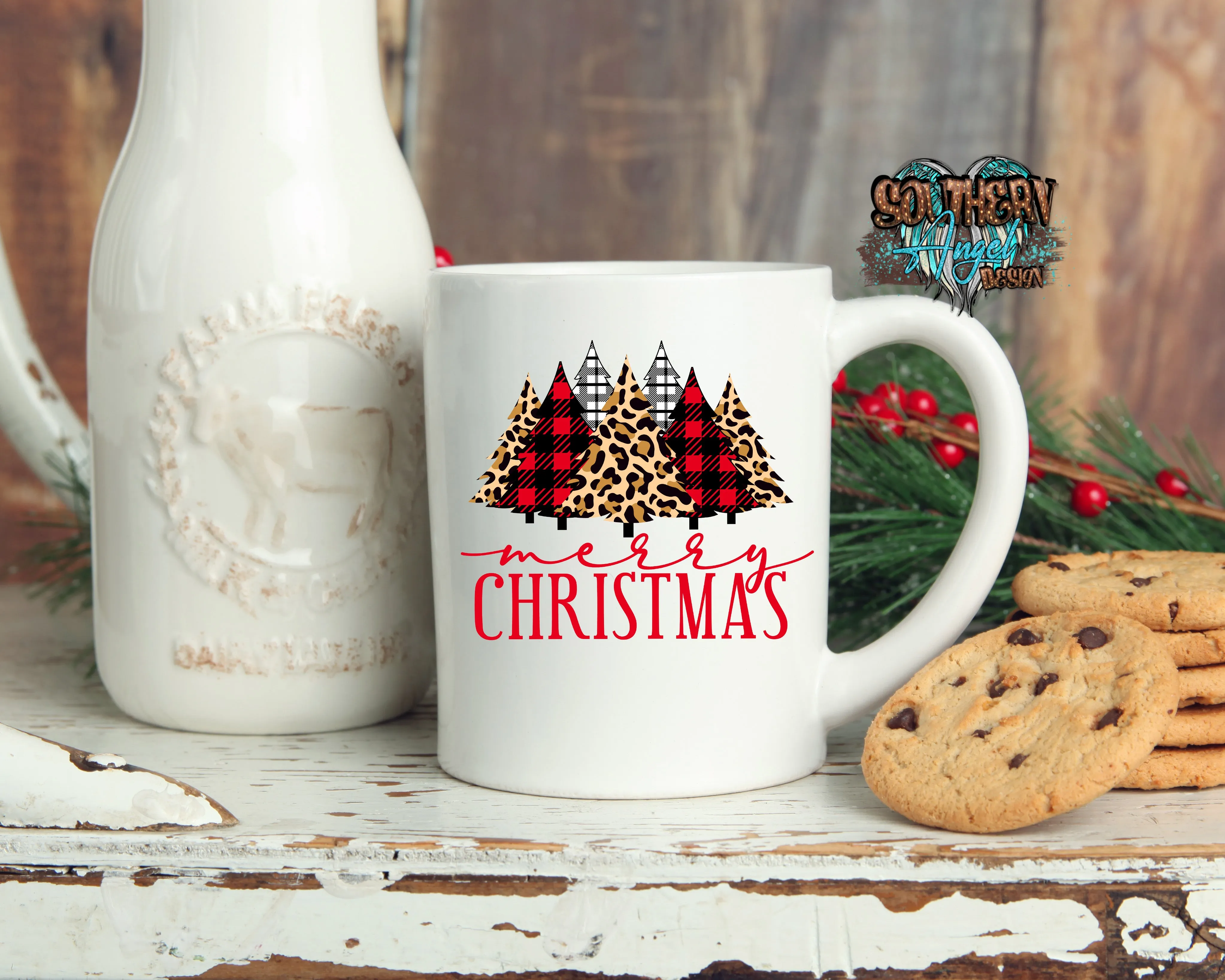 Leopard Plaid Christmas Tree Mug