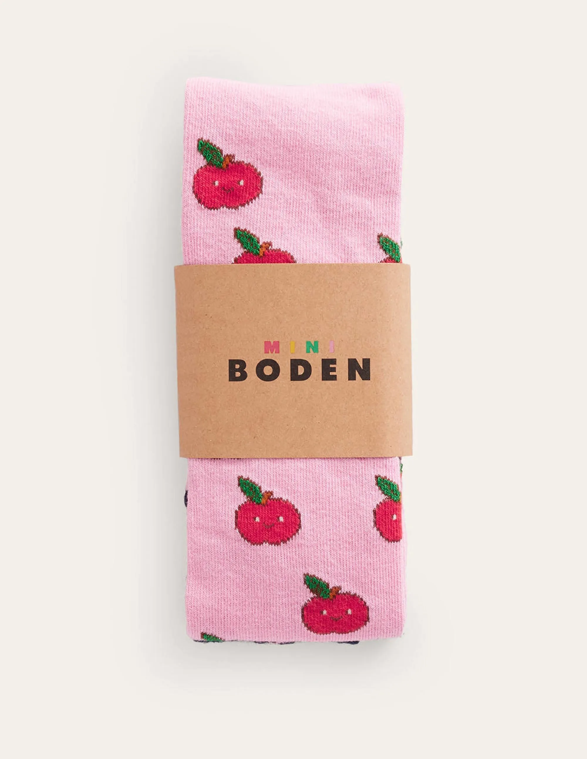 Patterned Tights-Pink Apples