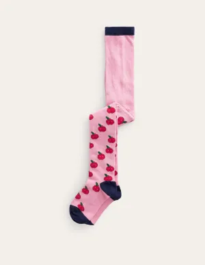 Patterned Tights-Pink Apples
