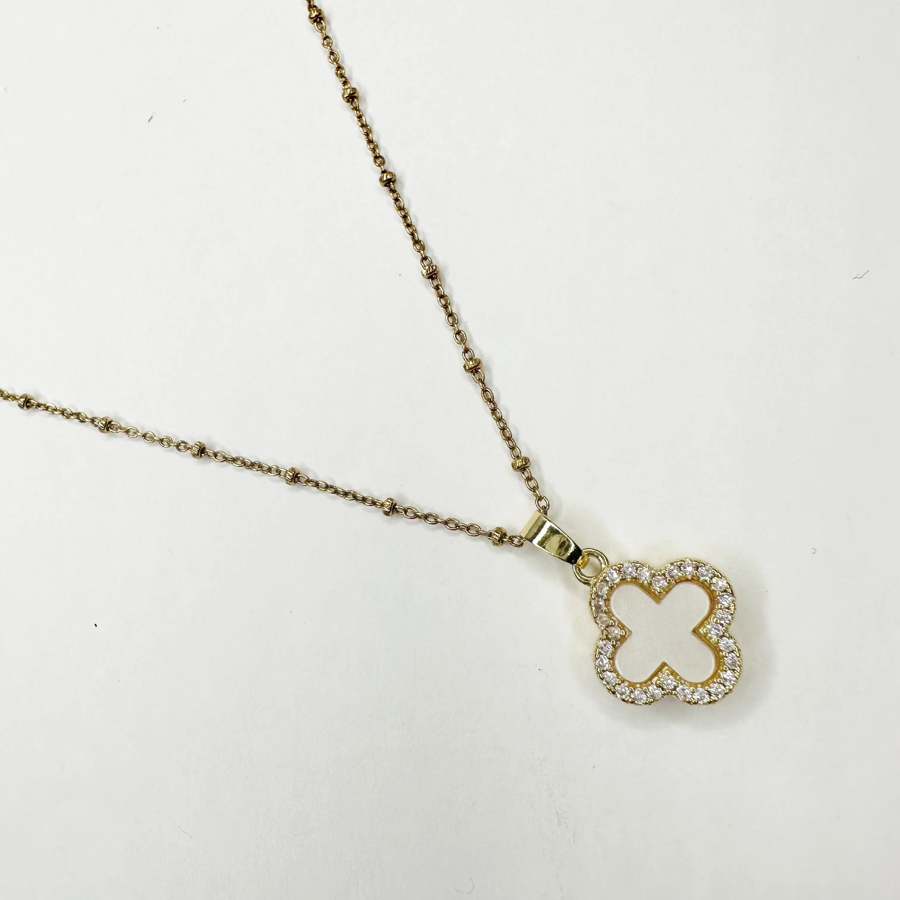 Pavé Black Onyx Clover Necklace