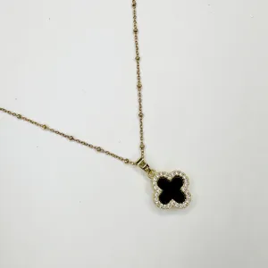 Pavé Black Onyx Clover Necklace