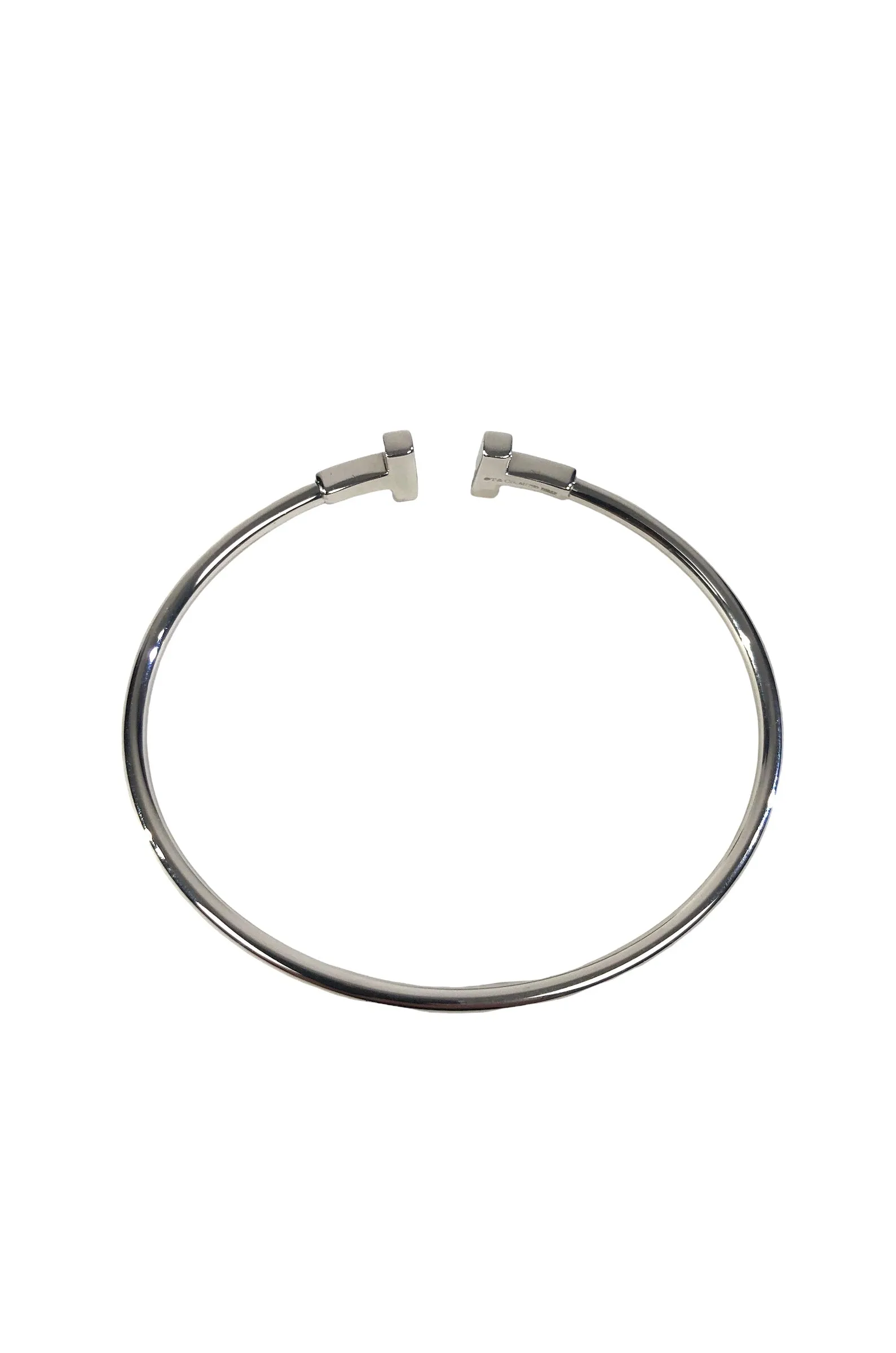 Pave Diamonds White Gold Wire Bracelet | Size Small
