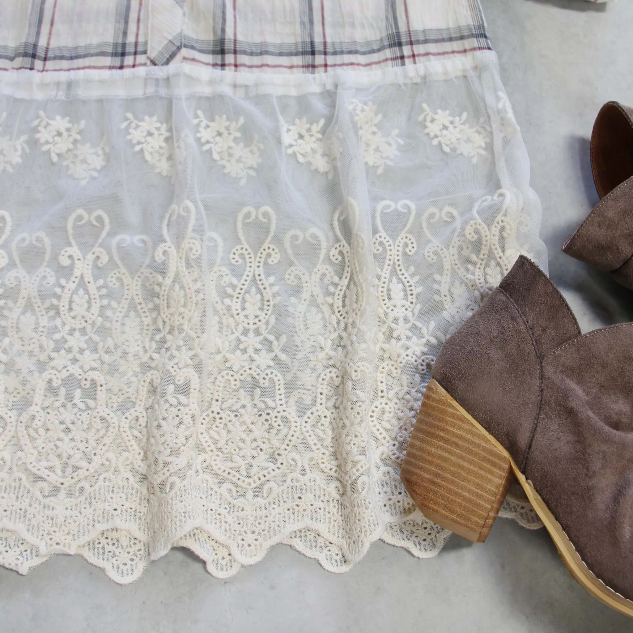 Plaid   Lace Top