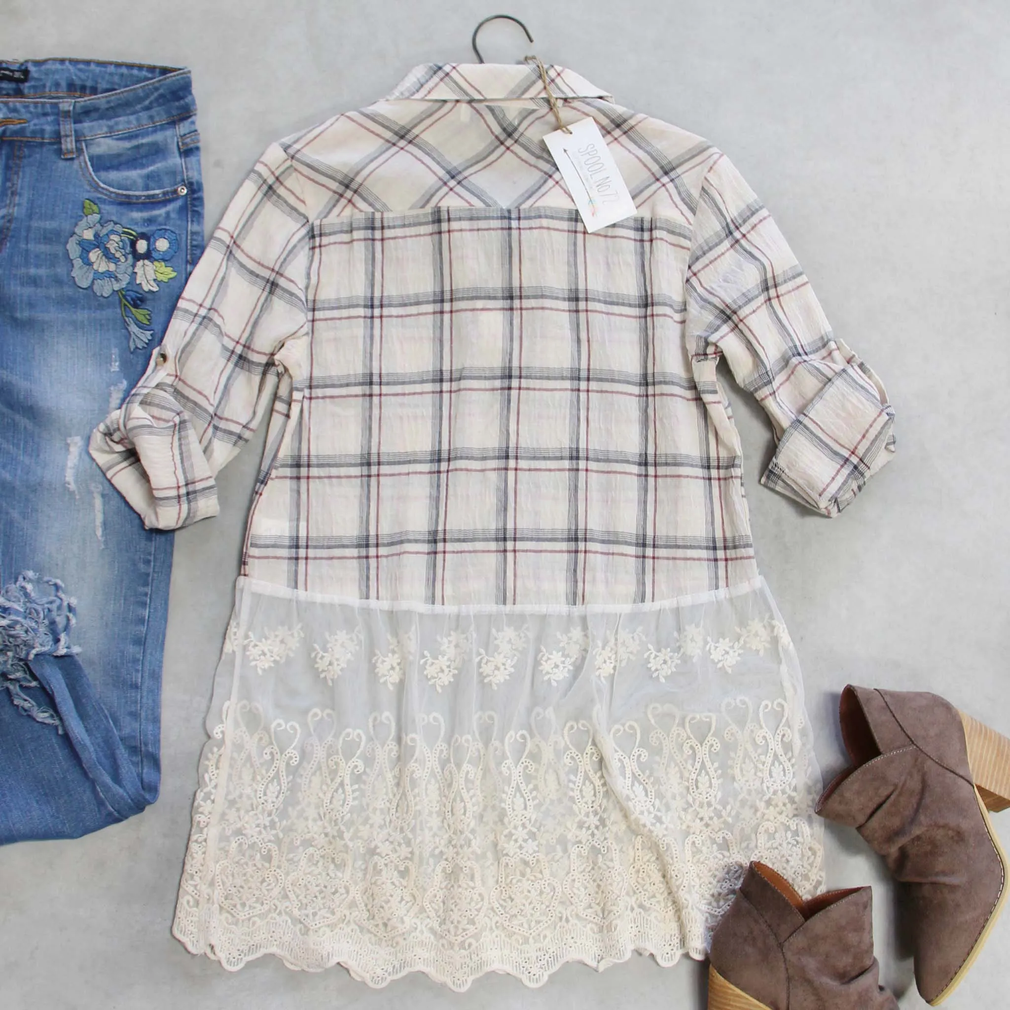 Plaid   Lace Top