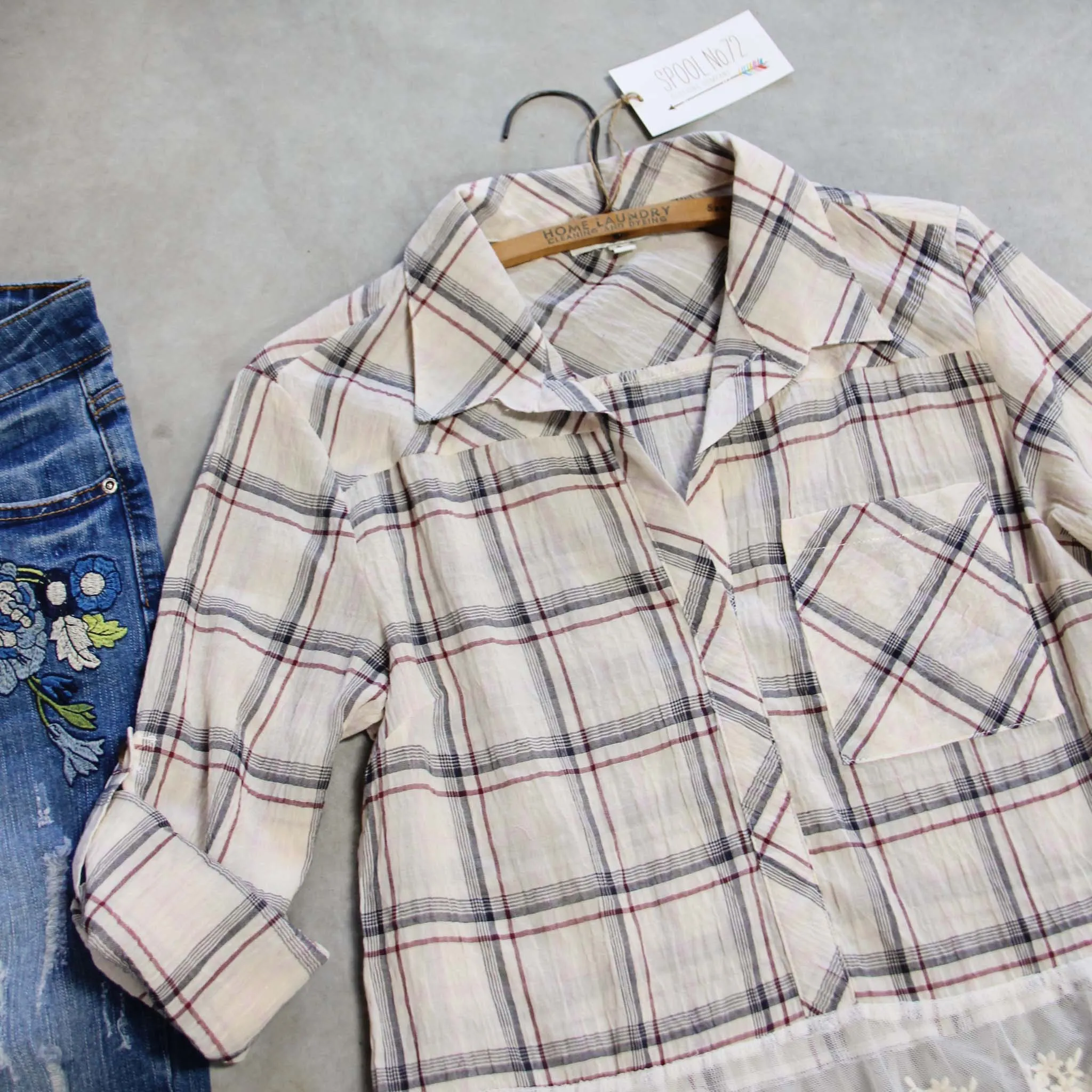 Plaid   Lace Top