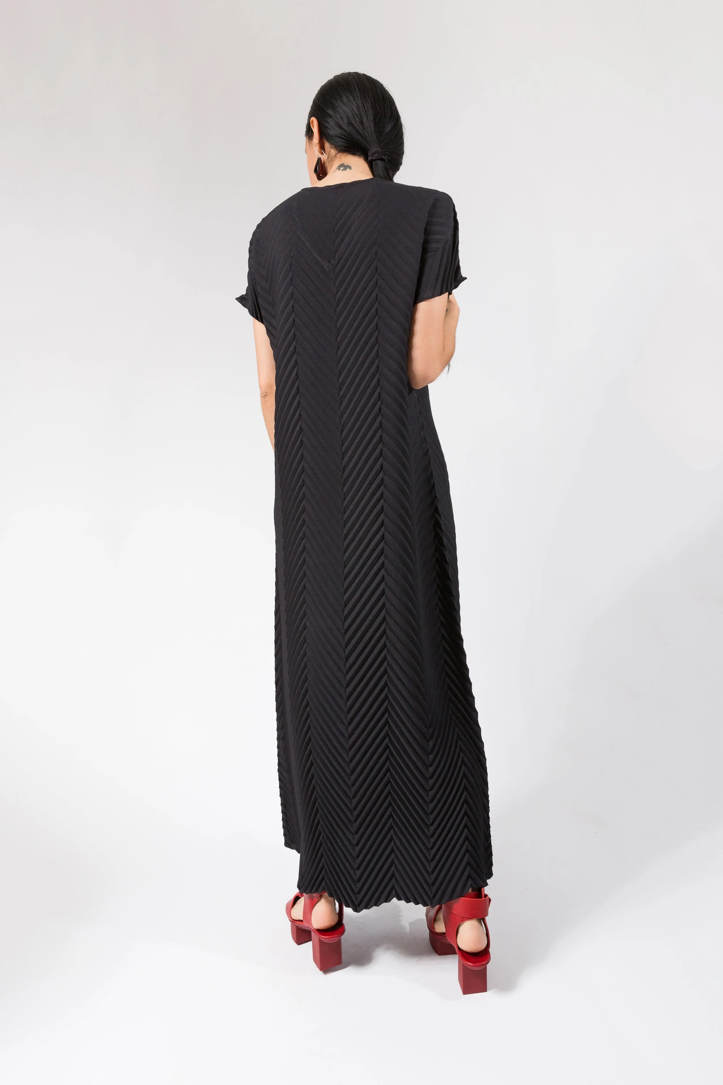 Reversible Chevron Maxi Dress | Black