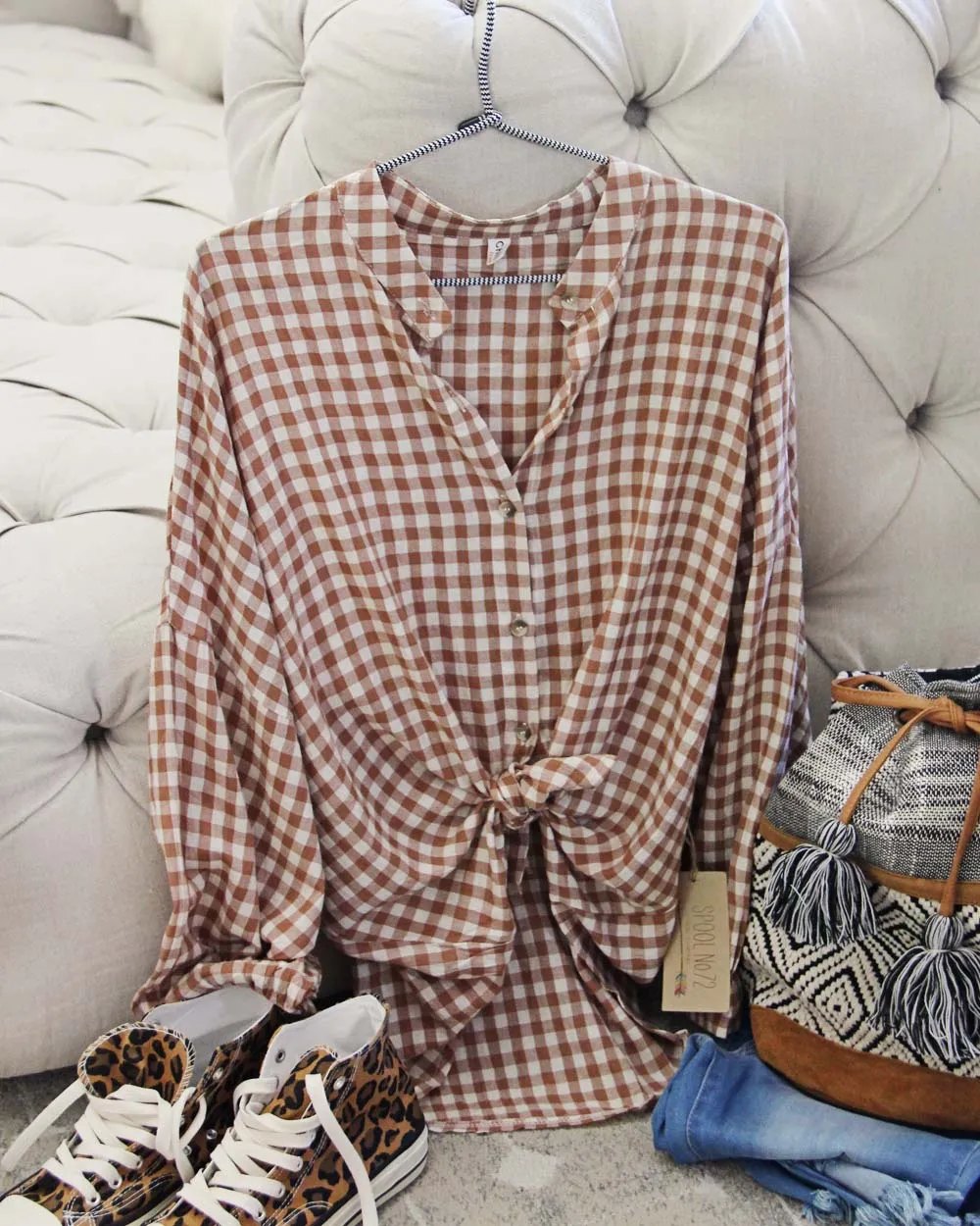 Sadie Plaid Tie Top